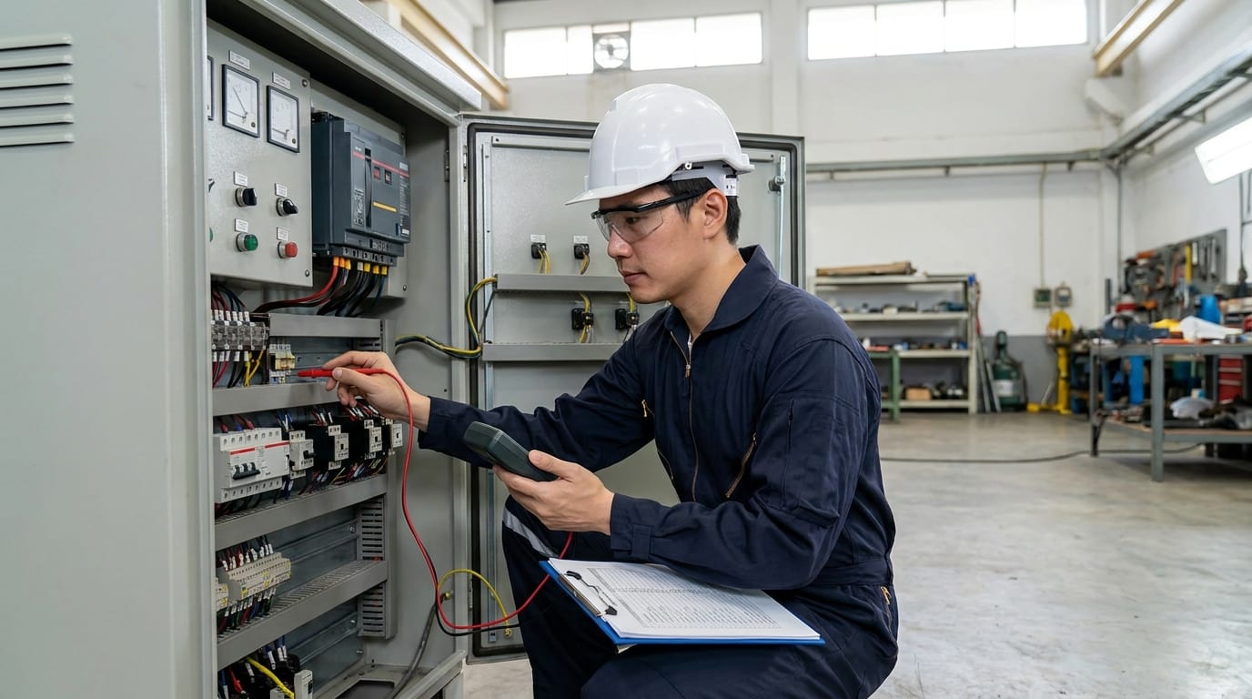 Quality assurance inspection of an industrial electrical switchboard