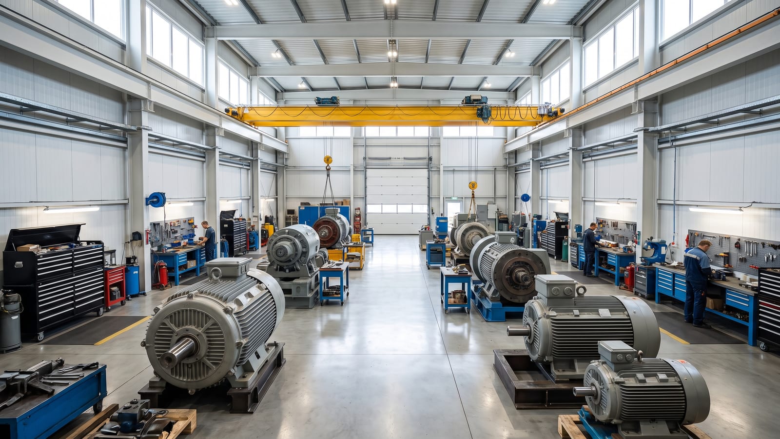 Large-scale electro-mechanical repair workshop